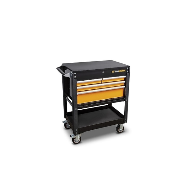 Utility Carts, 650 lb Capacity, 42 in x 21 in, Steel, Black/Orange