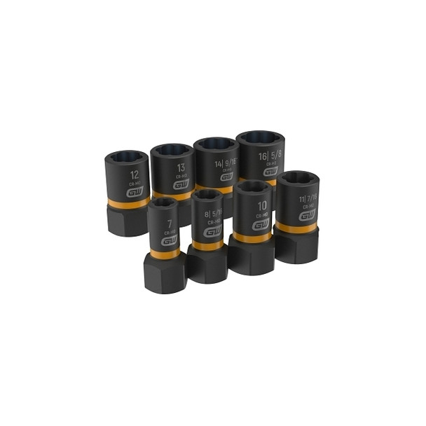 Bolt Biter Extraction Socket Set, 8 Pc, Black Oxide, Chrome-Molybdenum, Set