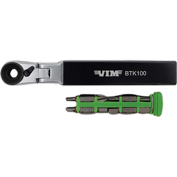 BICYCLE TOOL KIT - INDEXING FLEX HEAD 1/4'' BIT RATCHET AND 4 DOUBLE ENDED BITS BTK100