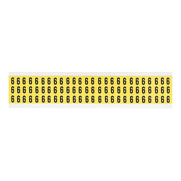 Brady Number Label, Vinyl, 1/2 in H, 3/8 in W 3410-6