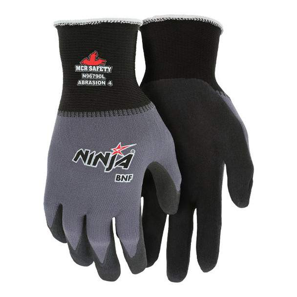 MCR Safety® Ninja® BNF Work Gloves, X-Large, Gray, 12/Pair