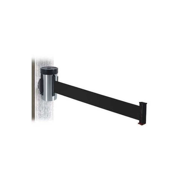 Retracta-Belt Belt Barrier,Satin SS,Black Belt,10ft. L WH700SS-BK-MM