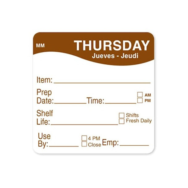 Daymark Food Safety Label,Black/White,2 in H IT120156-7-SUN