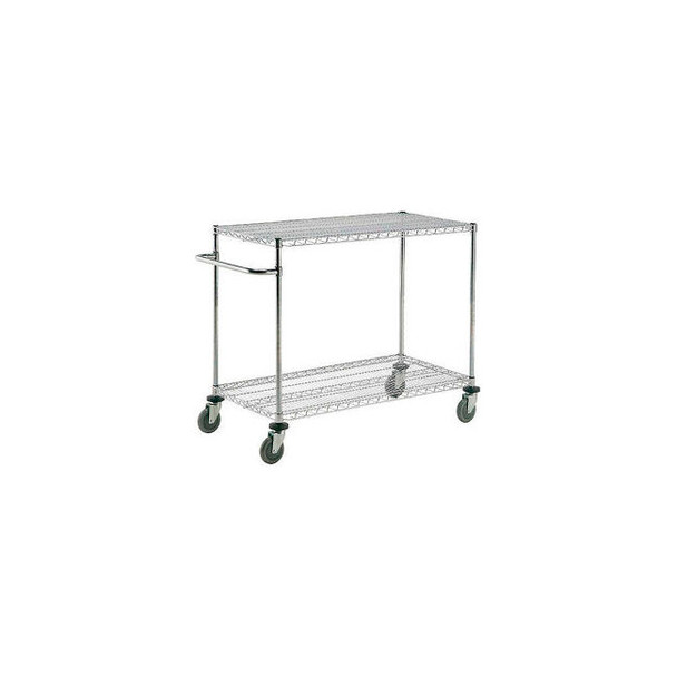 Nexel 2 Shelf Push Cart Chrome 72""W x 24""D x 40""H Poly Casters4 Swivel 2 Brak
