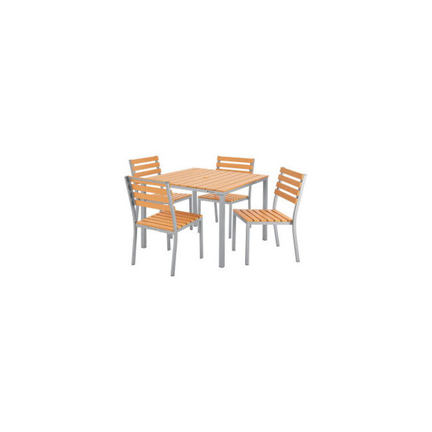Global Industrial Resin Outdoor Dining Table & Chair Set 40"" Square 4 Armchairs