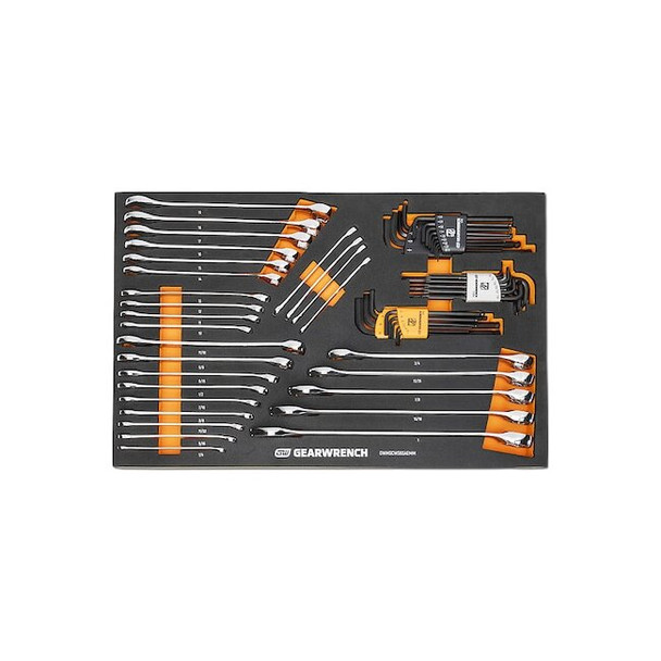 59 Piece 6 Point Combination Wrench and Hex Key Set in Foam Storage Tray