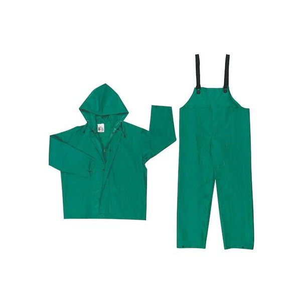 Mcr Safety Rainsuit, 3-Piece, Green, PVC/Poliester, 3XL 3882X3