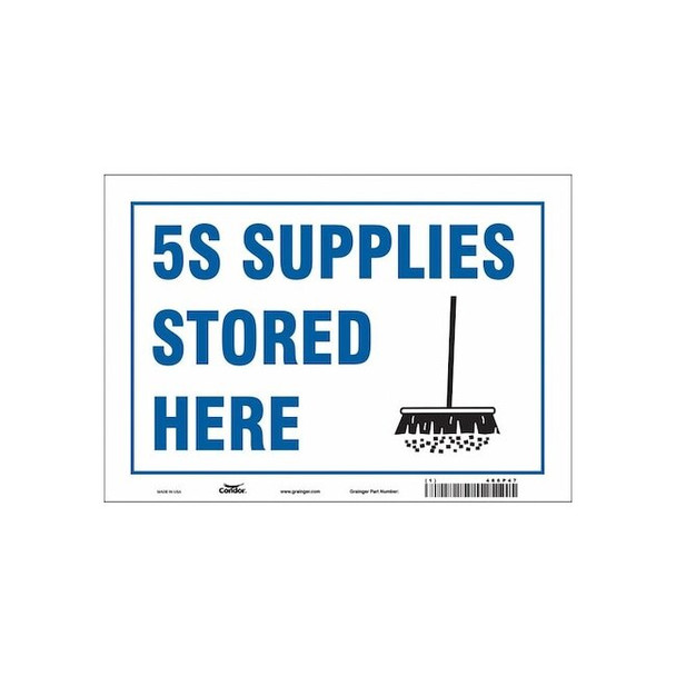 5S SUPPLIES STORED HERE, 10 in W x 7 in H, Vertical Rectangle, Vinyl, 486P47