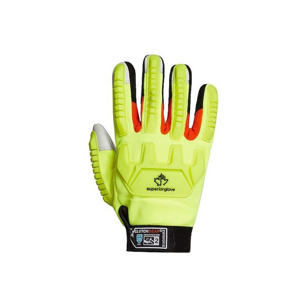 Clutch Gear Mechanics Gloves, Goat-Grain Palm, Laminated Spandex Back, M (8)
