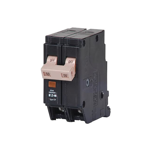 Eaton Circuit Breaker, CH Series, 50A, 2 Pole, 120/240V AC, 10kA CHF250