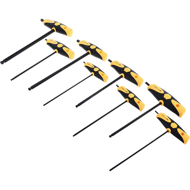 8 Piece SoftGrip Hex SAE T-Handle Set 33498