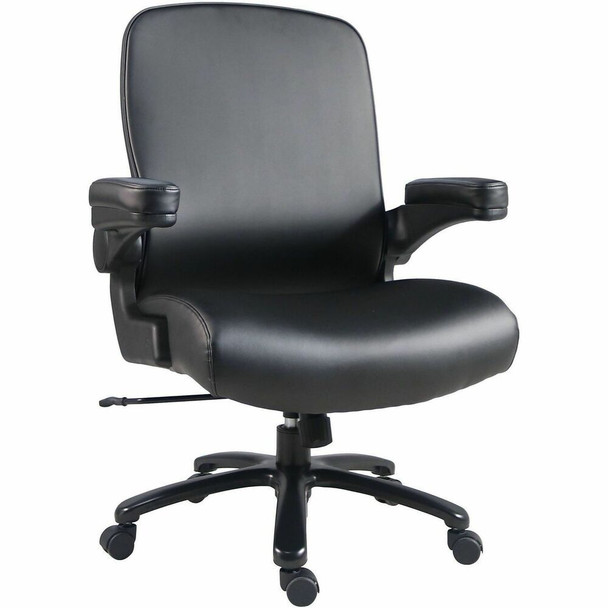 Lorell Big & Tall Flip Arm Chair - Black - Vinyl - Armrest