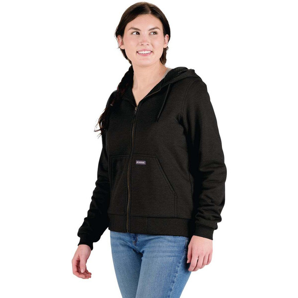 Berne Heritage Women's Large Black Grid Fleece-Lined Full-Zip Hooded Sweatshirt