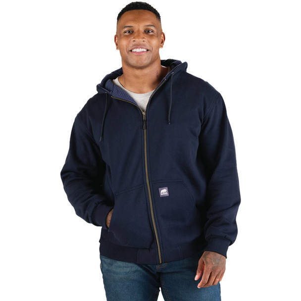 Berne Heritage Grid 2XL Navy Fleece-Lined Full-Zip Hooded Sweatshirt SZ107NVR520