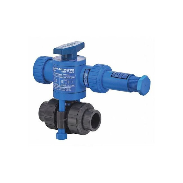Plast-O-Matic Air x Spring Ball Valve,PVC,1/2",Fkm,Npt ABVS050VT-PV