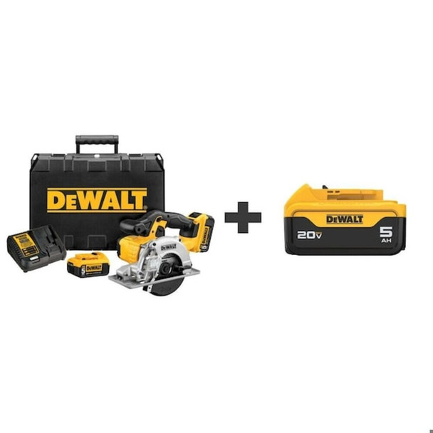Dewalt DCS373P2/DCB205 Cordless Circ Saw Kit, 5-1/2 in Blade Dia