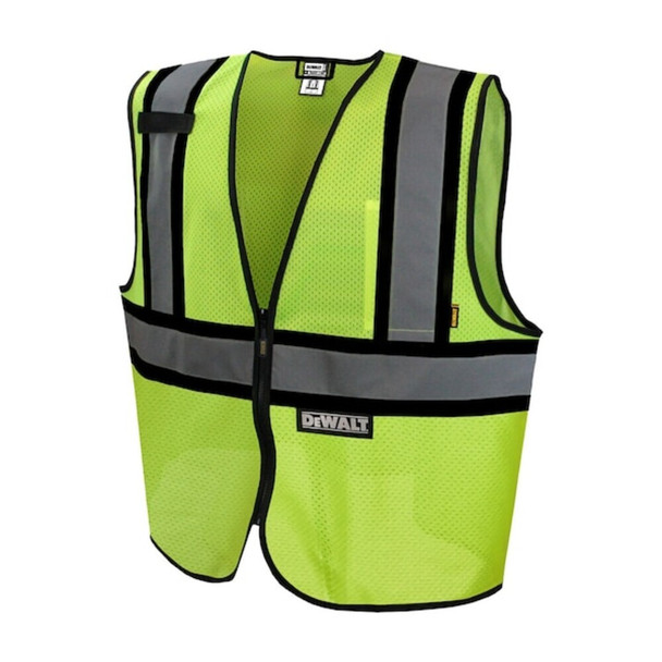 Dewalt DSV221-XL Hi-Vis Economy Vest w/Contrasting Trim Xl Class 2 , Zipper Closure 1 Mic Tab