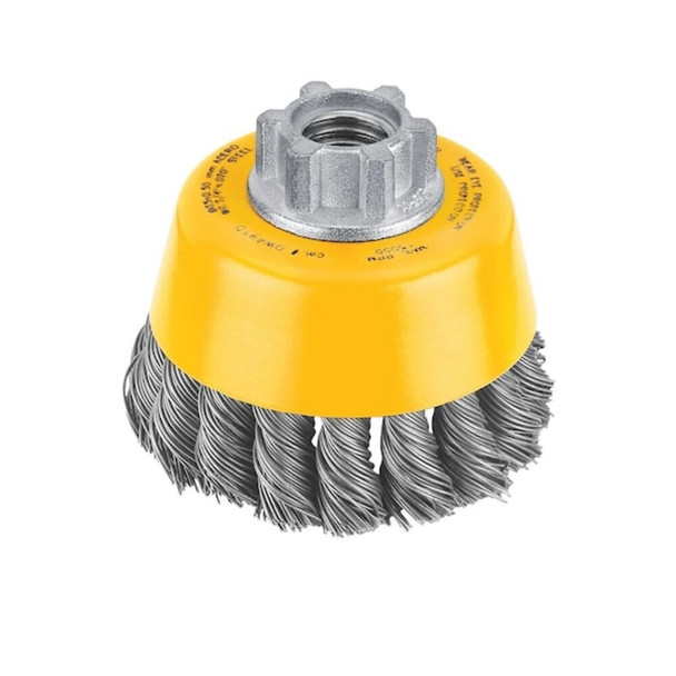 Dewalt DW4910 Knot Wire Cup Brush, Carbon Steel, 3 Brush Dia, 5/8"-11  Arbor Hole Size, 0.02 Wire Dia