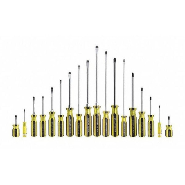 Stanley 66-520-A Magnetized Tip Screwdriver Set, Slotted/Phillips Tip, Ergonomic Grip, Alloy Steel, 18-Piece