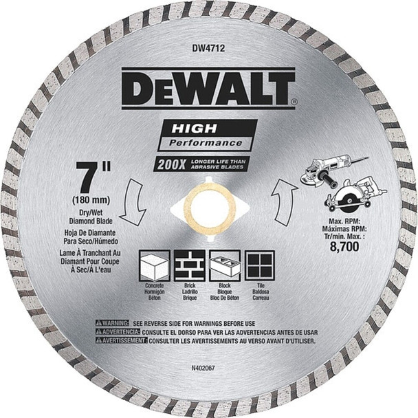 Dewalt DW4712 7" High Performance Diamond Masonry Blade
