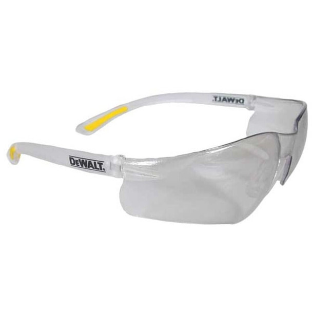 Dewalt DPG52-9 Contractor Pro, Safety Glasses, Anti-Scratch, Light Gray Lens, Clear, Yellow Frame, Frameless