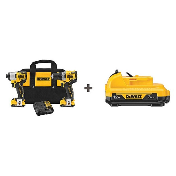 Dewalt DCK221F2/DCB124 Cordless Combination Kit, 2 Tools, 12V DC, Includes Batteries & Charger