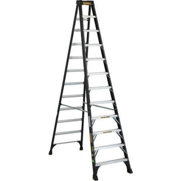 Dewalt DXL3010-12 12 ft Fiberglass Stepladder, 300 lb Capacity