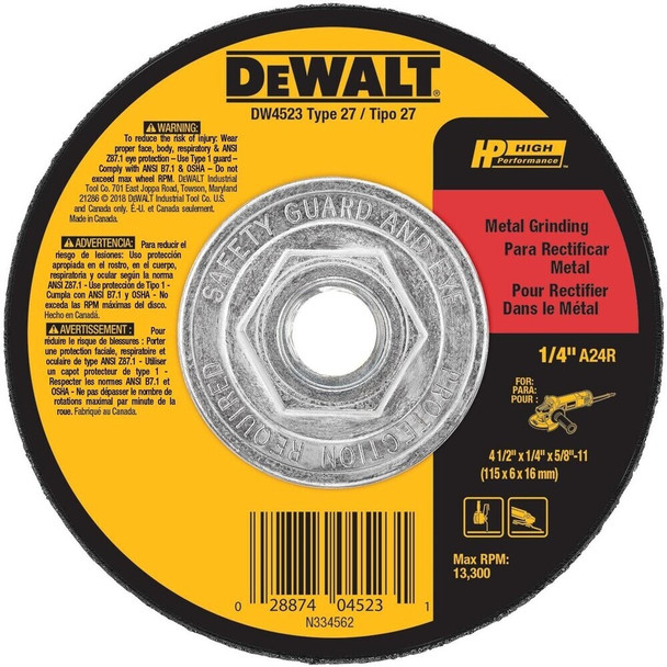 Dewalt DW4523Z Wheel, 4-1/2X1/4X5/8-11
