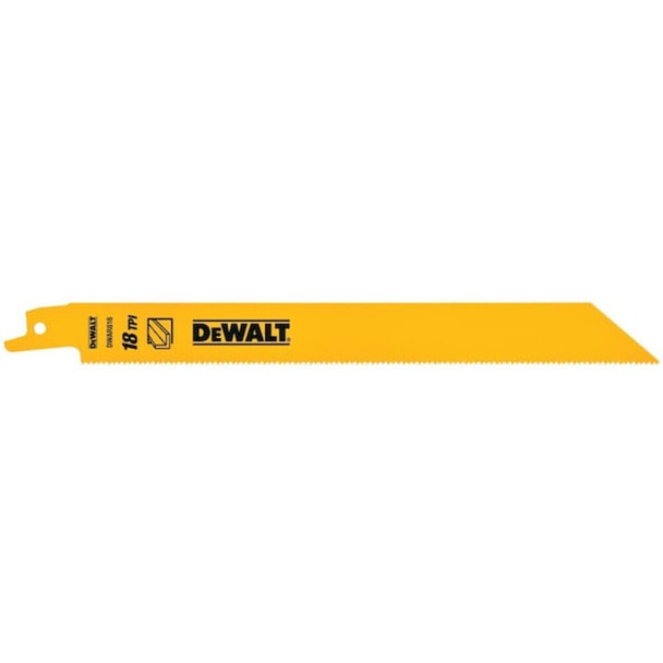 Dewalt DW4821 8" 18 TPI Straight Back Bi-Metal Reciprocating Blade, 5PK