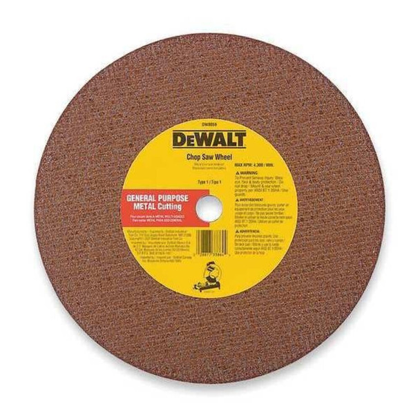 Dewalt DW8021 Abrasive Cut-Off Wheel, Type 1, 14 in Dia, 0.125 in Thick, 20 mm Arbor Hole Size, Aluminum Oxide