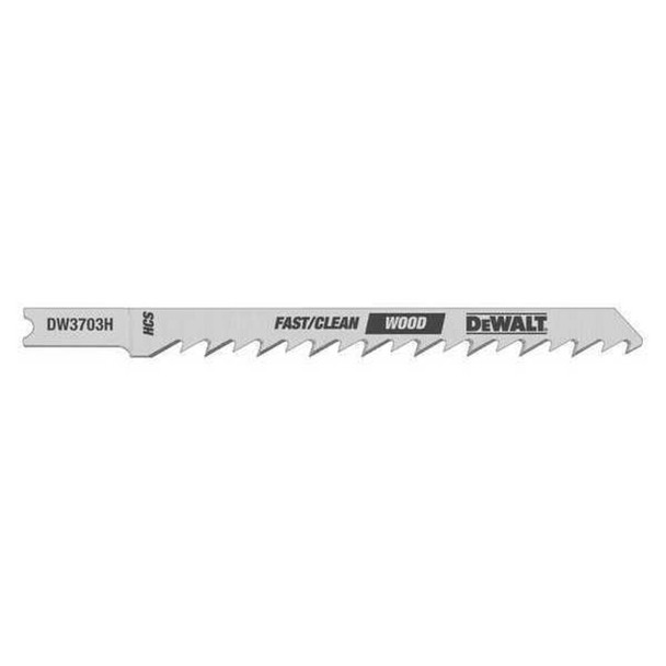 Dewalt DW3703H2 4" 6 TPI U-Shank Clean Cutting Wood Cutting HCS Jig Saw Blade, PK2