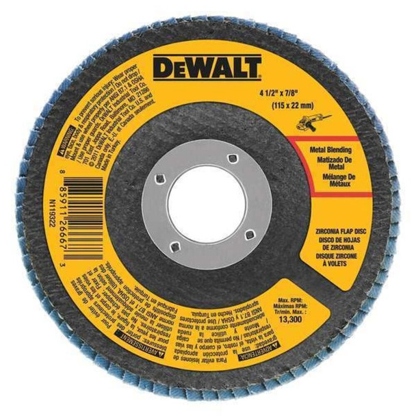 Dewalt DWA8208 4-1/2" x 7/8" 80 Grit Zirconia T29 Flap Disc