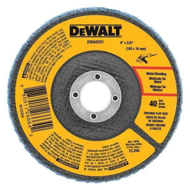 Dewalt DWA8201 4" x 5/8" 40 Grit Zirconia T29 Flap Disc