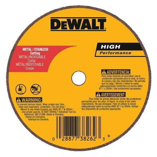 Dewalt DW8700 Abrasive Cut-Off Wheel, Type 1, 2-1/2 in Dia, 0.035 in Thick, 3/8 in Arbor Hole Size, 60 Grit