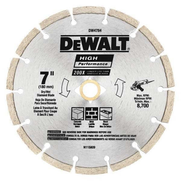 Dewalt DW4784 7" HP Segmented Diamond Blade
