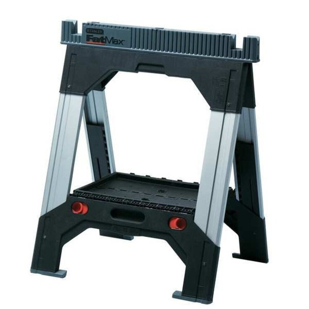 Stanley 011031S Adjustable Folding Sawhorse, Adj Height, Plastic, 2 1/8 in Overall Wd, 32 in to 39 in, 2500 lb Cap
