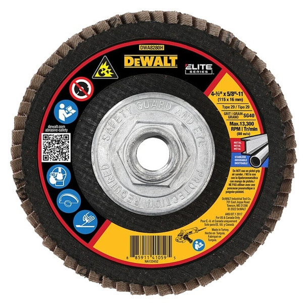 Dewalt DWA8280H 4-1/2" x 5/8"-11 40G T29 XP CER FLAP DISC