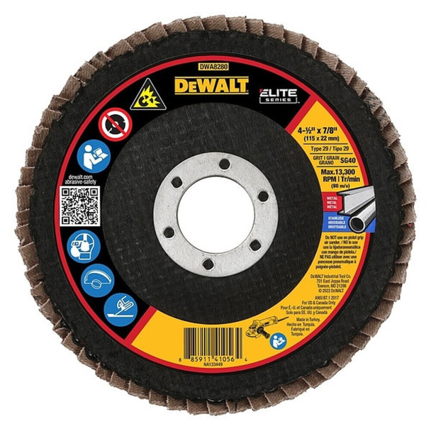 Dewalt DWA8280 4-1/2" x 7/8" 40G T29 XP CER FLAP DISC