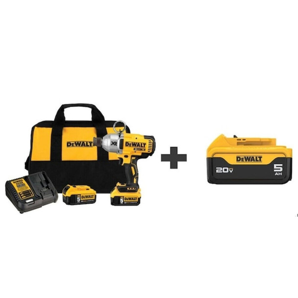 Dewalt DCF898P2 DCB205 20V MAX XR 7/16" Cordless Impact Wrench Kit, (2) 5.0Ah Batteries