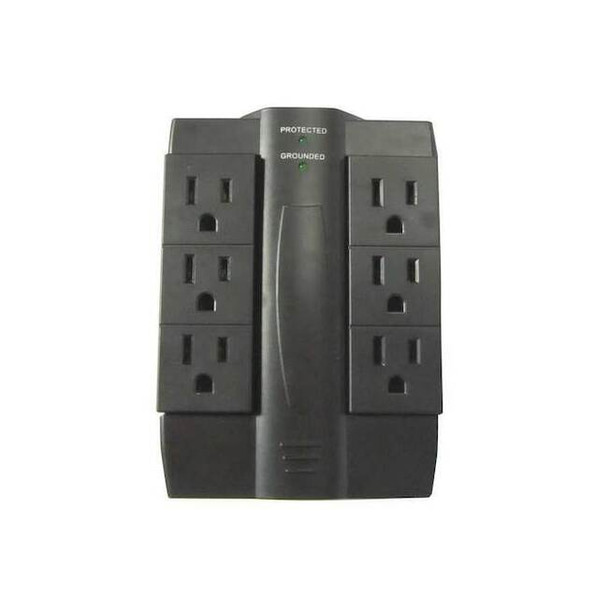Manufacturer Varies Plug Adapter, Surge, 5-15P, Black 52NY38