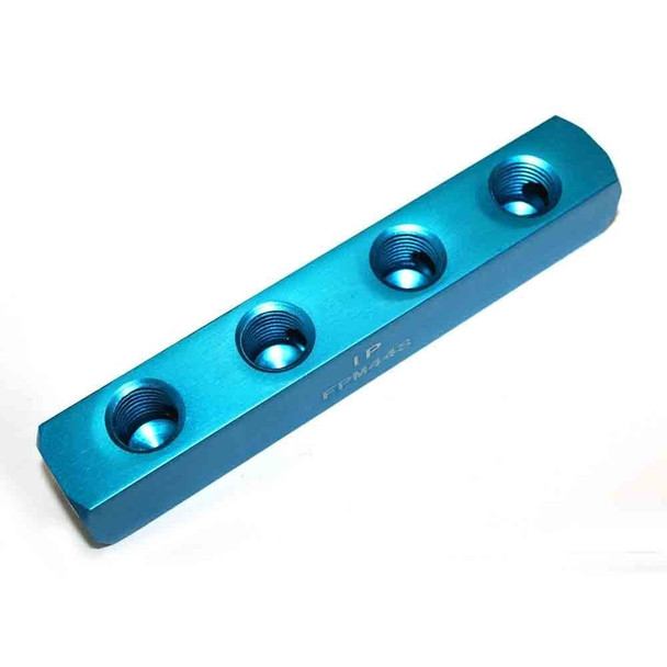 Aluminum Rectangle Pencil Manifold 4 Way Outlet 1/4 Inch NPT Female