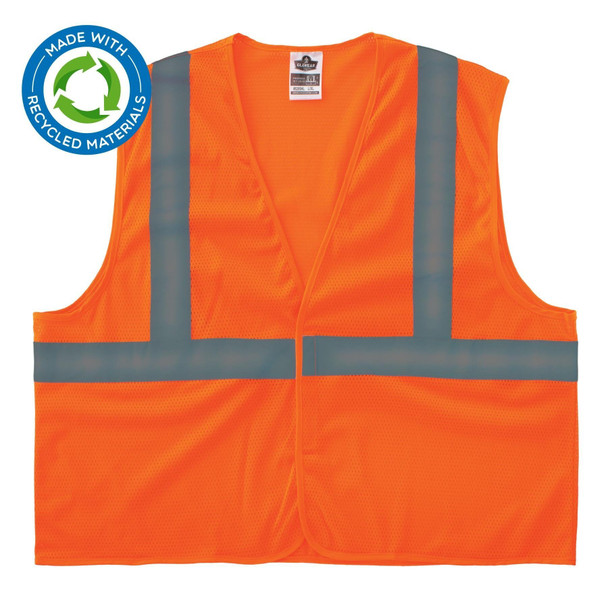 Hi-Vis Safety Vest, 100% recycled polyester, Orange, Size S/M Pack of 2