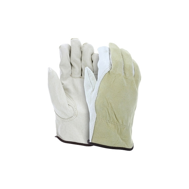 Leather Drivers Work Glove, Large, Unlined, Beige