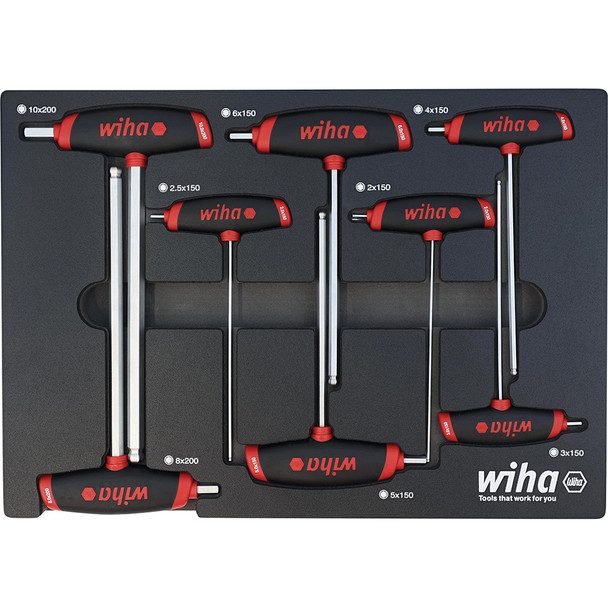 8 Piece SoftGrip Dual Drive Hex Metric T-Handle Tray Set 54079