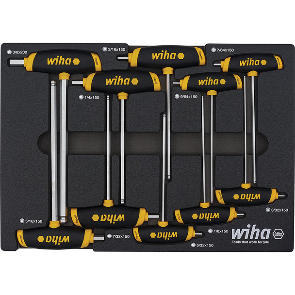 10 Piece SoftGrip Dual Drive Hex SAE T-Handle Tray Set 54081