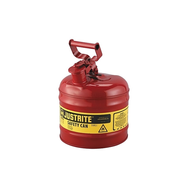Type l Steel Safety Can, Gas, 2 gal, Red, Includes SS Flame Arrestor/Swinging Handle