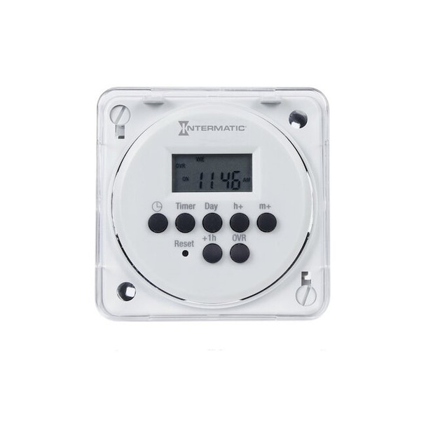 Intermatic Electronic Timer, White, Plastic FM1D20E-LV-8