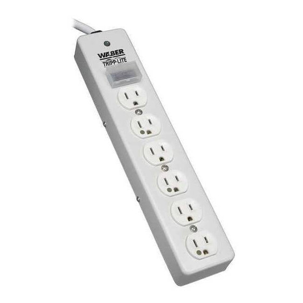 Outlet Strip, Surge, Hospital Grade, 6 5-15R-HG, 5-15P-HG, 10 ft., White