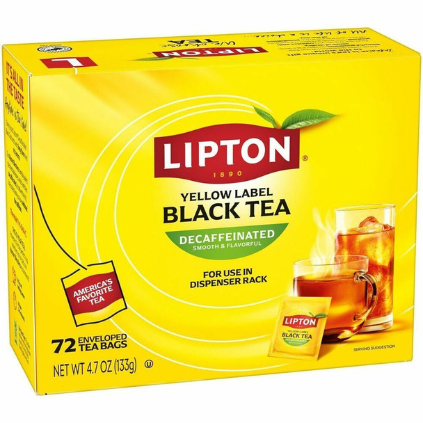 Lipton&reg; Classic Decaf Black Tea Bag - 100 Teabag - Decaffeinated - 72 / Box
