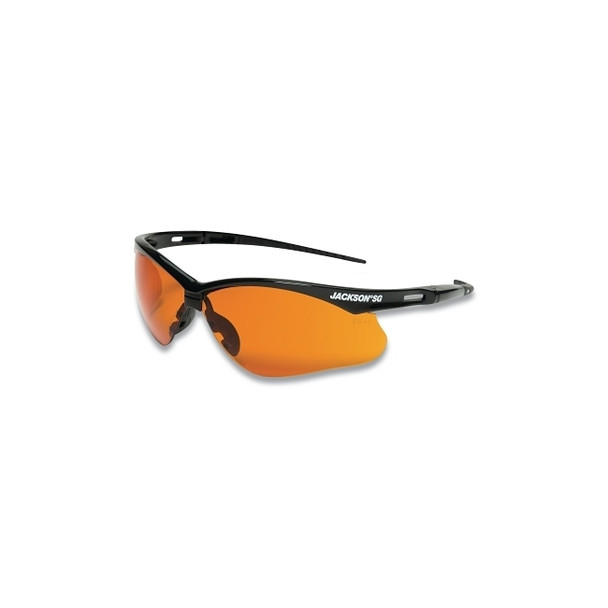 SG Series Safety Glasses, Blue Shield Poly Lens, Hardcoat Anti-Scratch, Black Poly Half-Frame Pack of 12